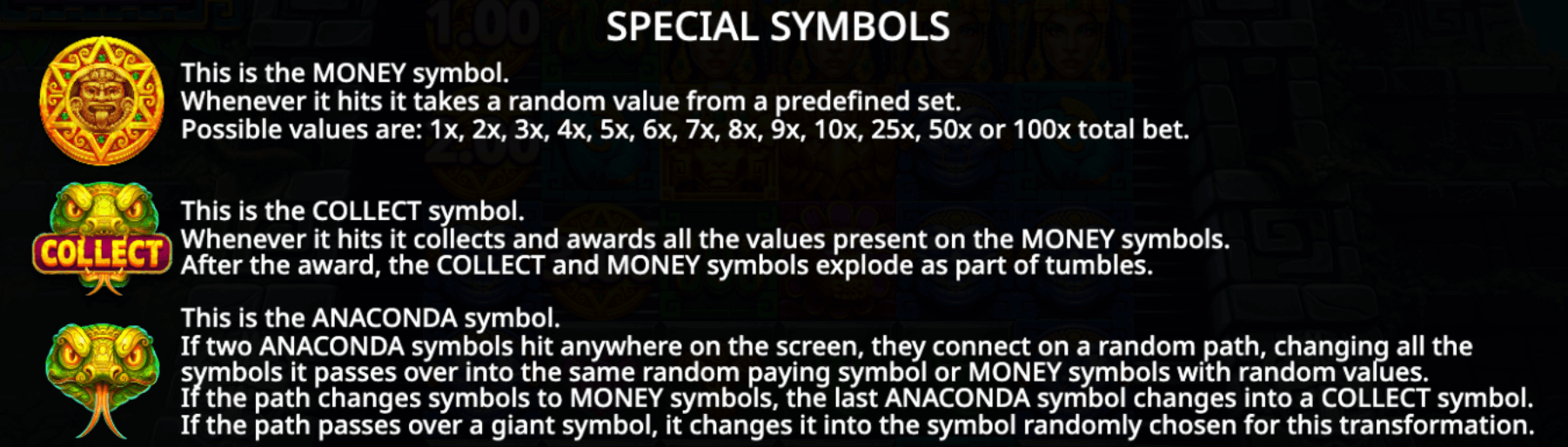 Anaconda Gold Symboles