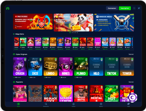 Cybet Casino jeux