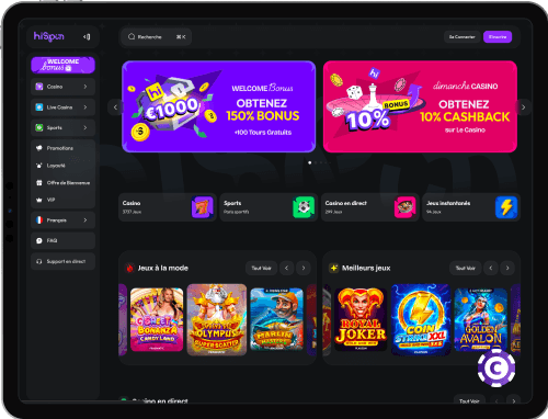 HiSpin Casino jeux