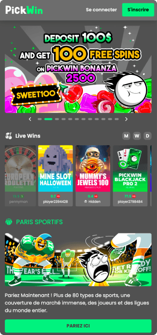Pickwin Casino mobile